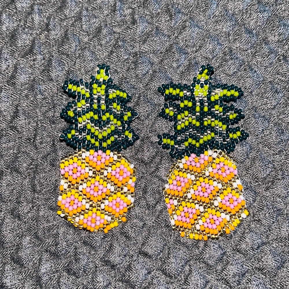 Handmade folk boho statement pineapple earrings